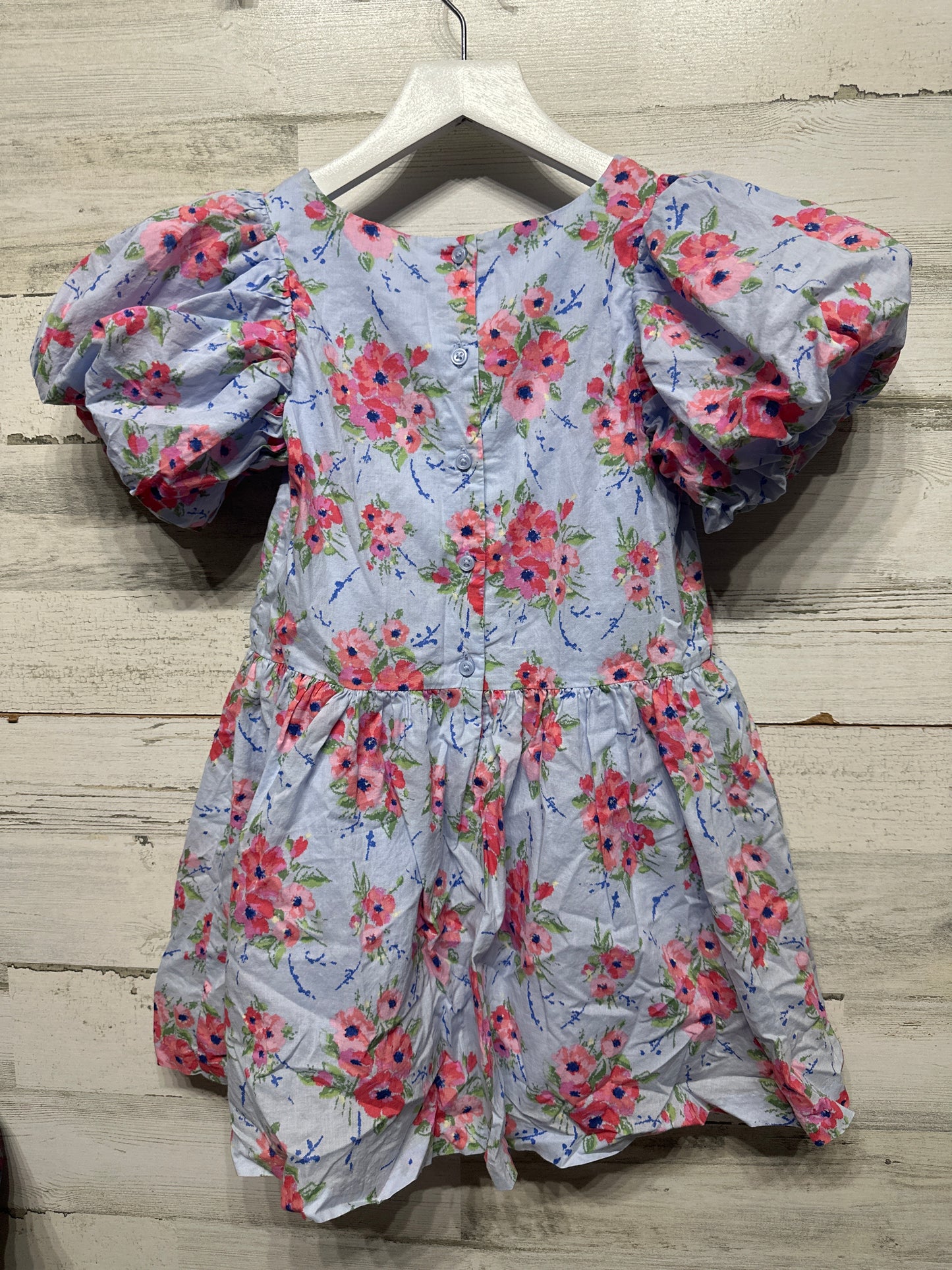 Girls Size 7 Janie and Jack Floral Puffed Sleeve Dress- Very Good Used Condition