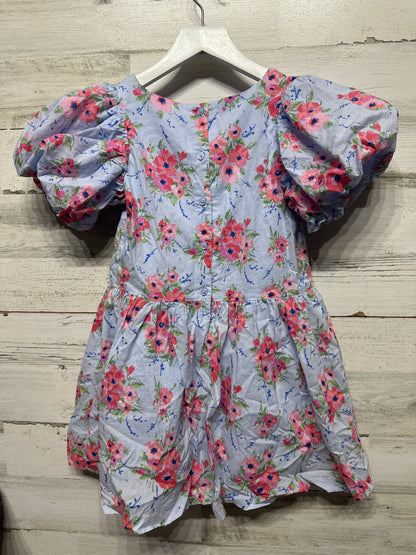 Girls Size 7 Janie and Jack Floral Puffed Sleeve Dress- Very Good Used Condition