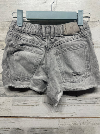 Zara Grey Distressed Denim Shorts Size 9-10 (140cm) Adjustable Waist VGUC