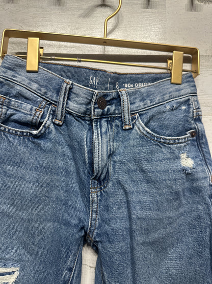 Boys Size 8 Gap Distressed 90s Original Straight Adjustable Waist Jeans - Very Good Used Condition