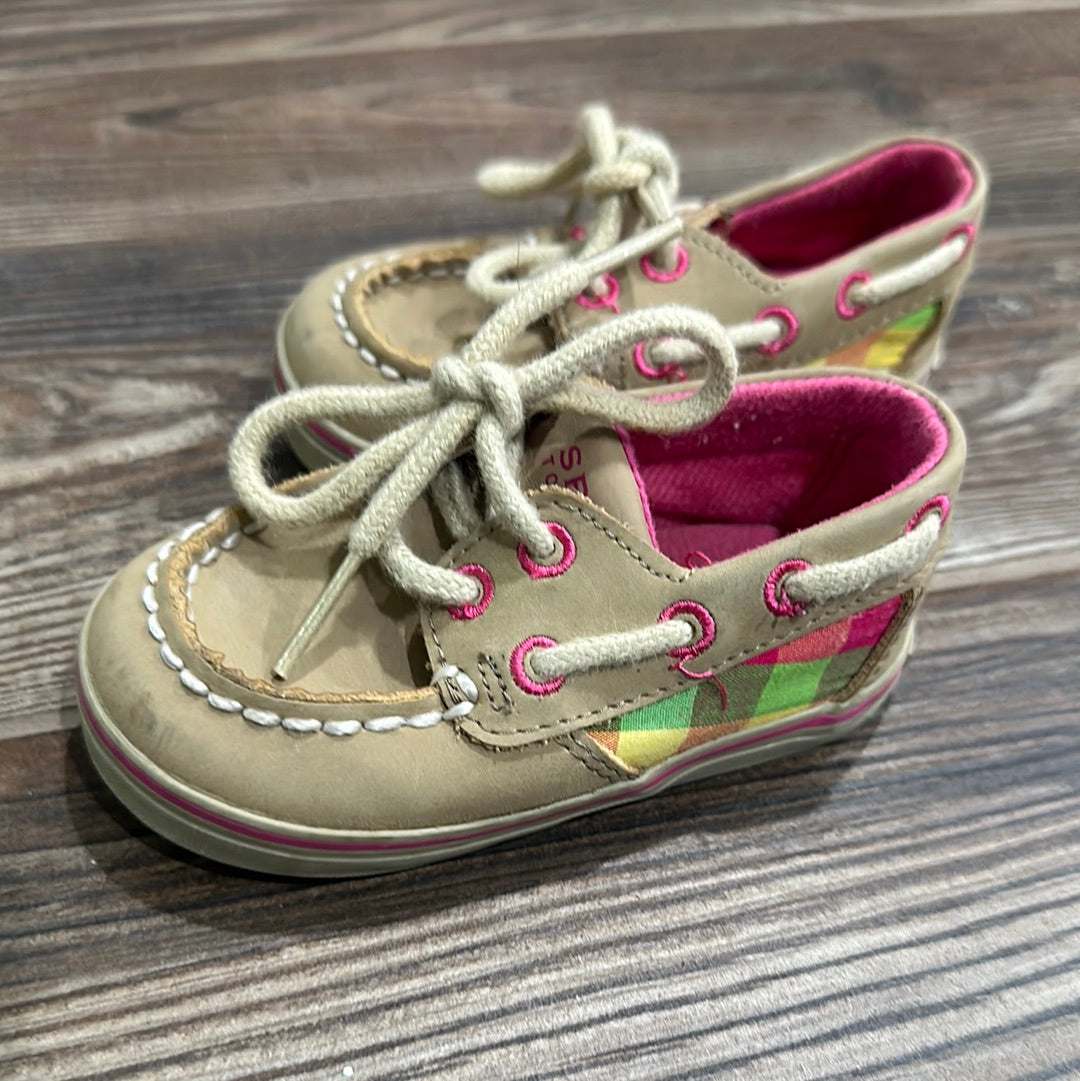 Girls Size 3 (Infant) Sperry Tan Boat Shoes  - Good Used Condition