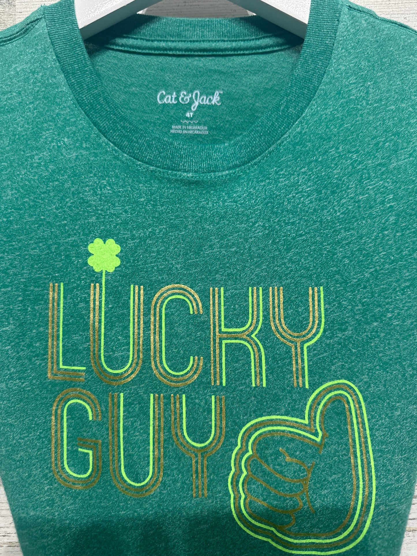 Boys Size 4t Cat and Jack Lucky Guy Tee - Very Good Used Condition