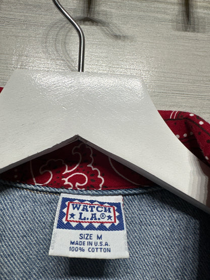Vintage Watch LA Denim Bandana Vest - Made in USA - 100% Cotton - Size Women’s Medium - Good Used Condition