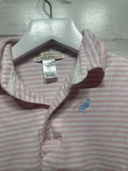 Boys Size 5 TBBC Pink Striped Polo Shirt - Good Used Condition