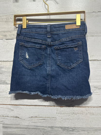 Girls Size 7 Justice High Rise Distressed Denim Skort - Very Good Used Condition