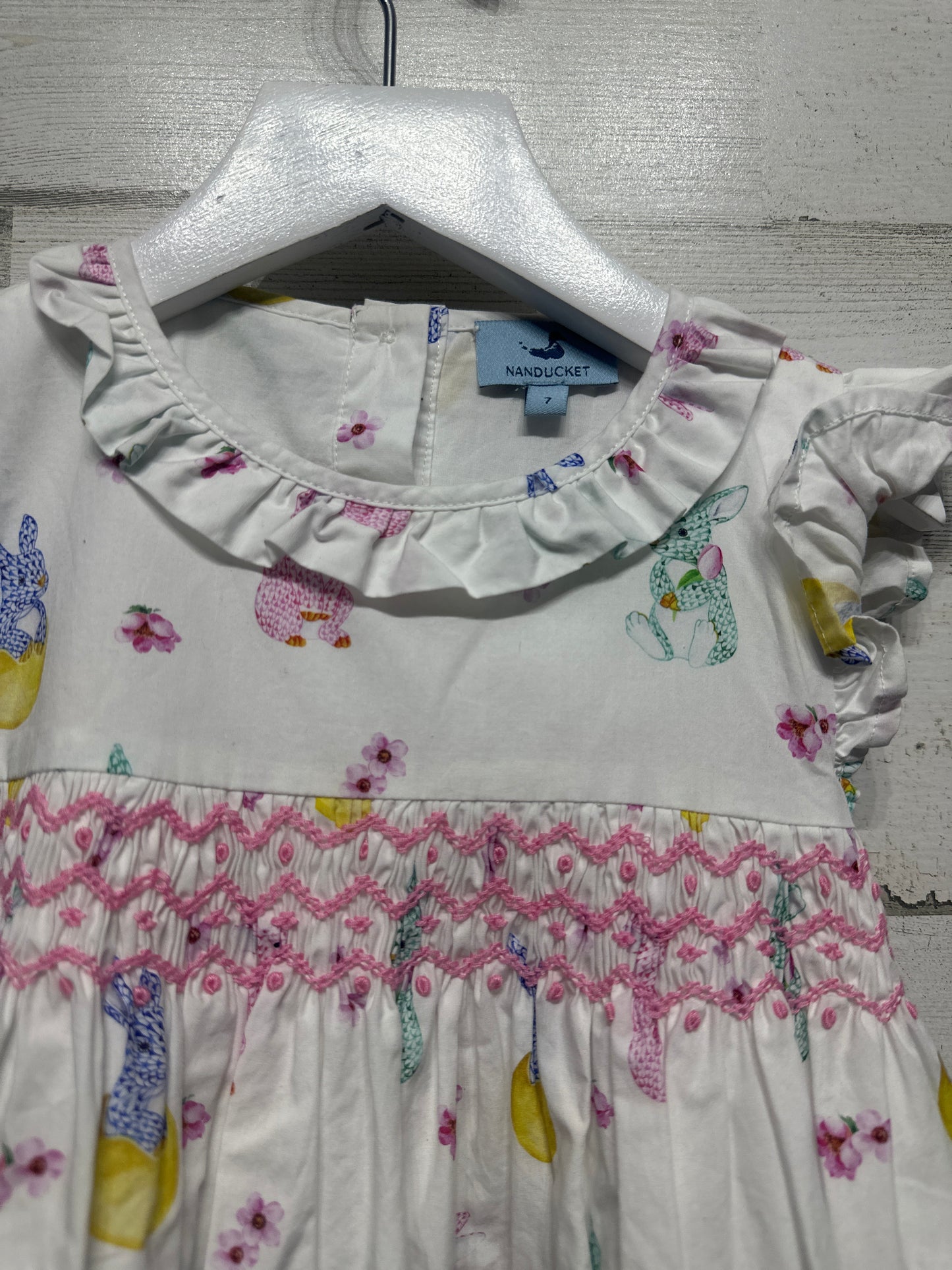 Girls Size 7 Nanducket Smocked Bunny Dress- Very Good Used Condition