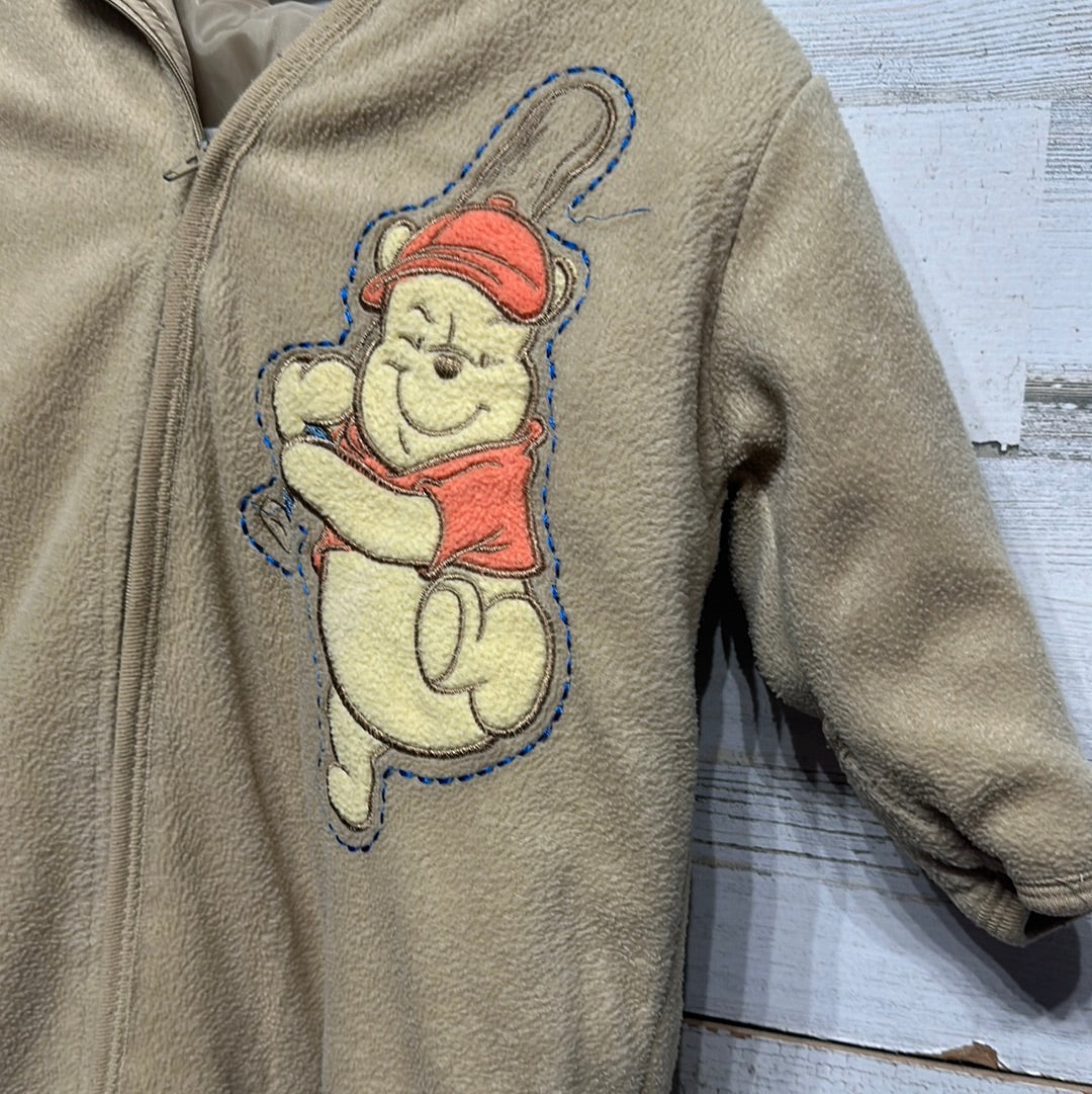 Boys Size 6-9m Disney Baseball Winnie The Pooh Applique Fleece Footie - Good Used Condition