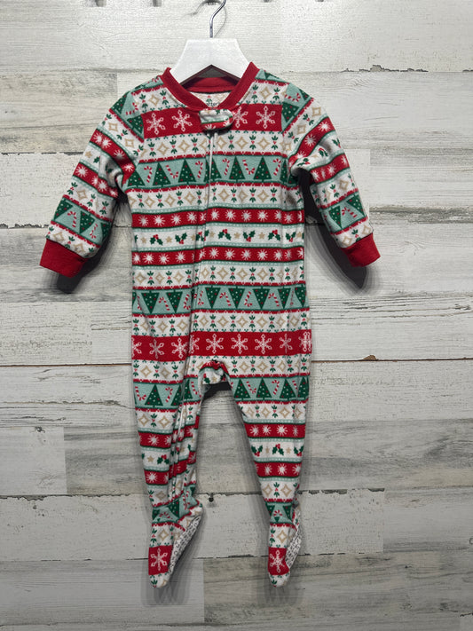 Size 12m Carter's Holiday Fleece Footed Sleeper - Very Good Used Condition