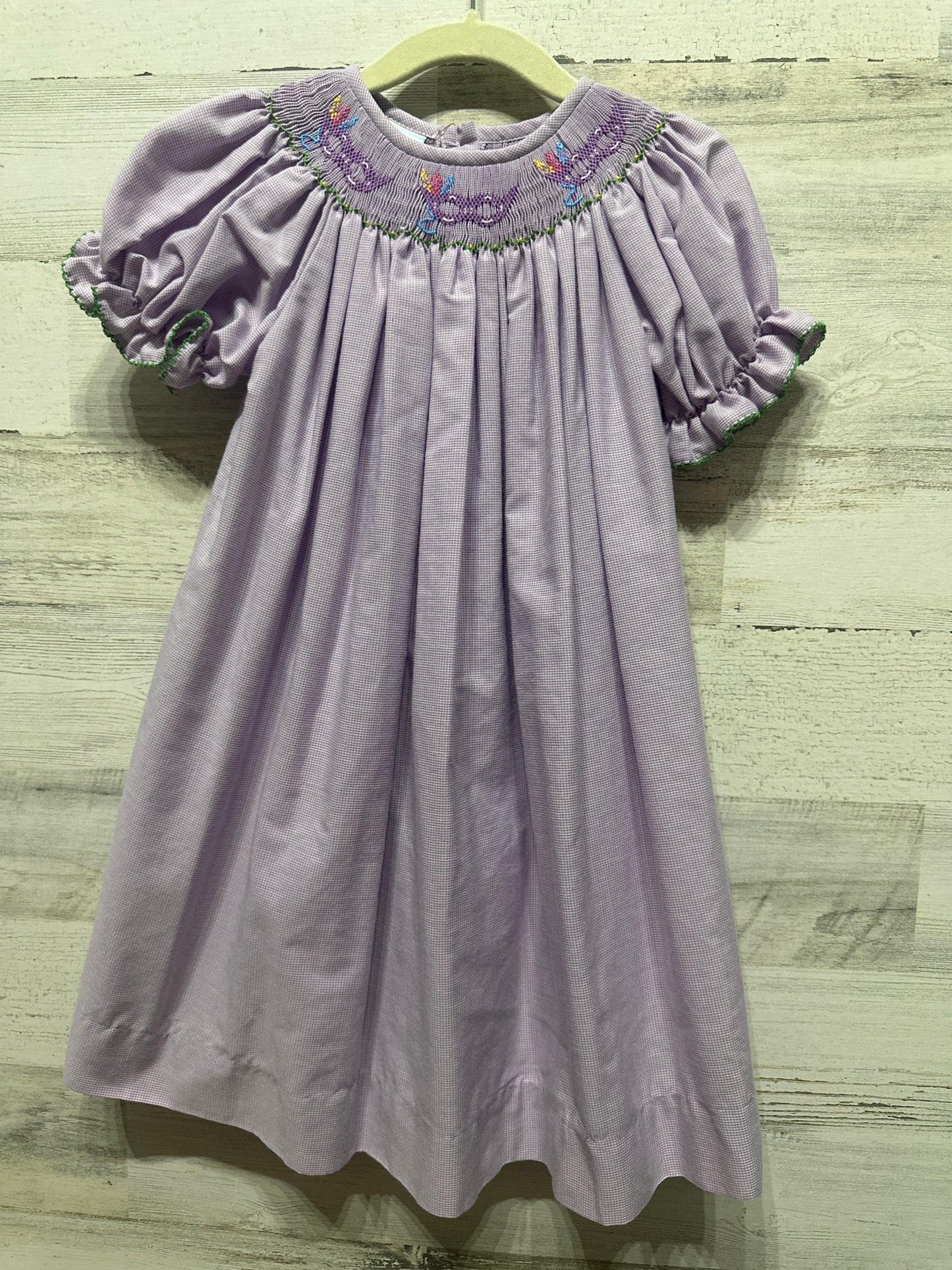 Girls Size 2t Southern Sunshine Smocked Mardi Gras Mask Dress - Very Good Used Condition