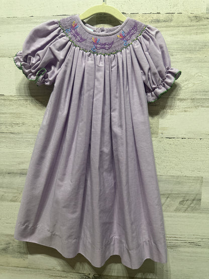 Girls Size 2t Southern Sunshine Smocked Mardi Gras Mask Dress - Very Good Used Condition