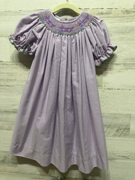 Girls Size 2t Southern Sunshine Smocked Mardi Gras Mask Dress - Very Good Used Condition