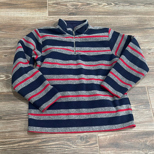 Boys Size 7/8 Gymboree Fleece Striped Quarter Zip Pullover - Good Used Condition