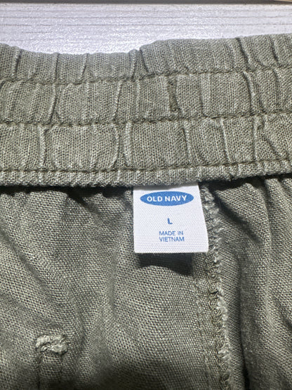 Women’s Size Large Old Navy Olive Linen Blend Shorts - Very Good Used Condition