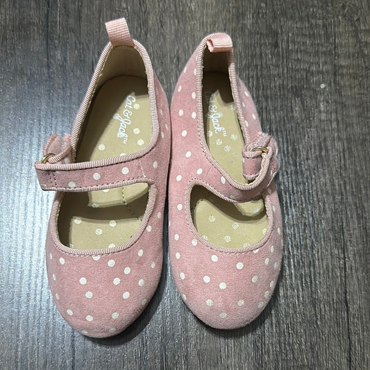 Girls Size 6 toddler Cat and jack pink polka dot shoes - good used condition