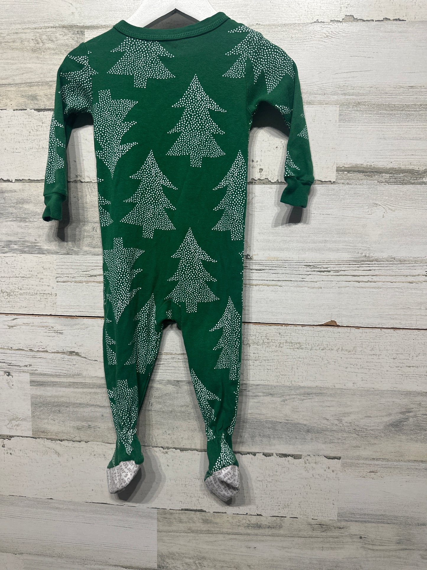 Boys Preowned Size 12m Carter’s Christmas Tree Zip Up Footie Pajama - Good Used Condition