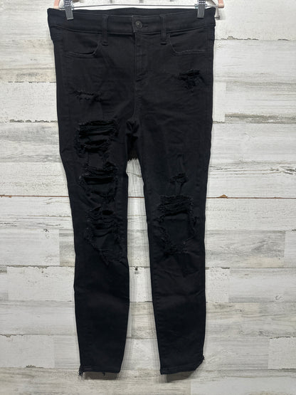 American Eagle Women’s 8 Short Distressed Black Jeggings VGUC
