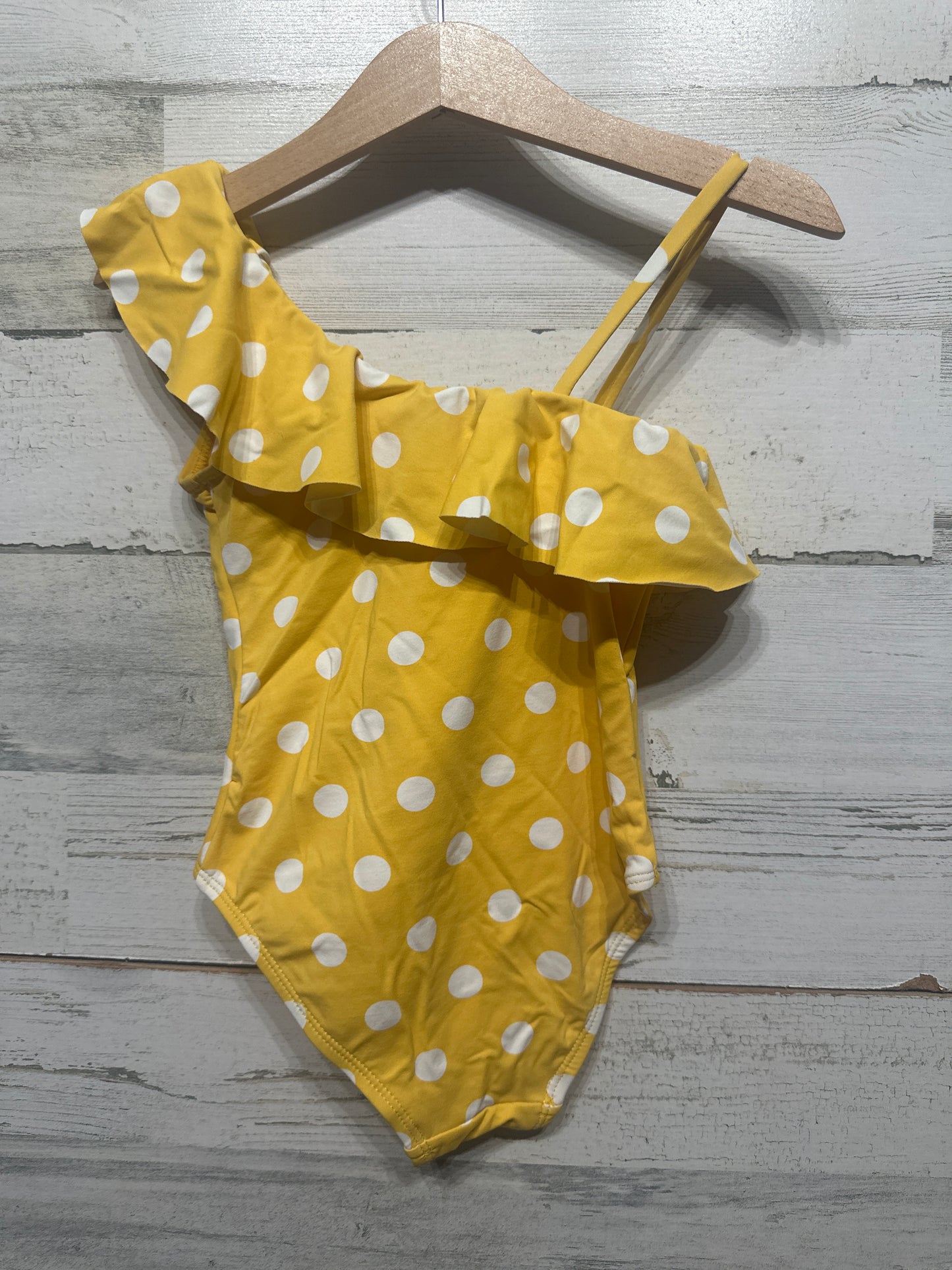 Girls Preowned Size 4 Buru Yellow Polka Dot Swimsuit - Very Good Used Condition