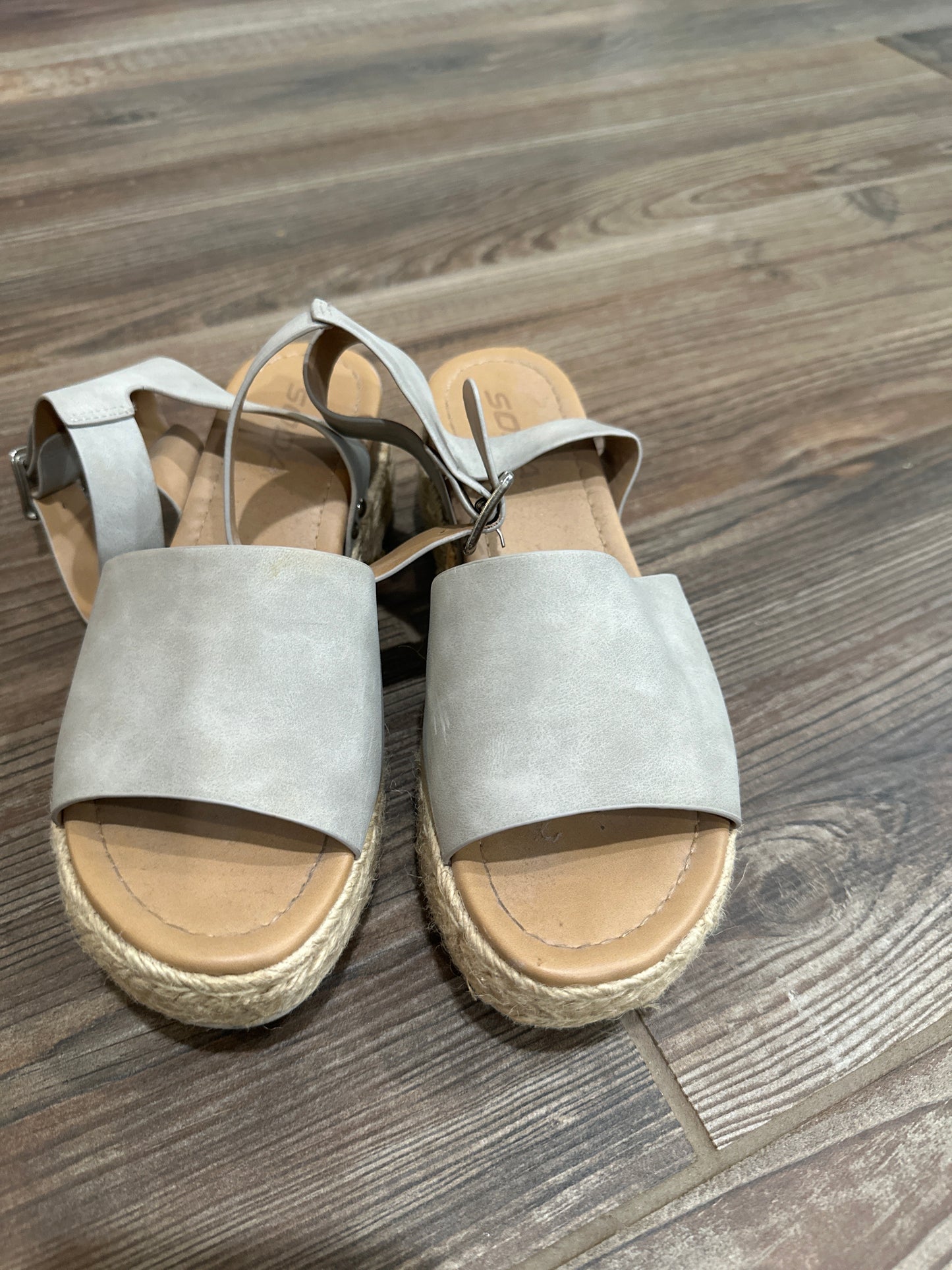 Women’s Size 6.5 Soda Grey Platform Espadrilles Wedge Shoes - Good Used Condition