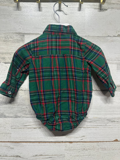 Size 3m Baby Essentials Holiday Plaid Bodysuit With Bowtie - Very Good Used Condition