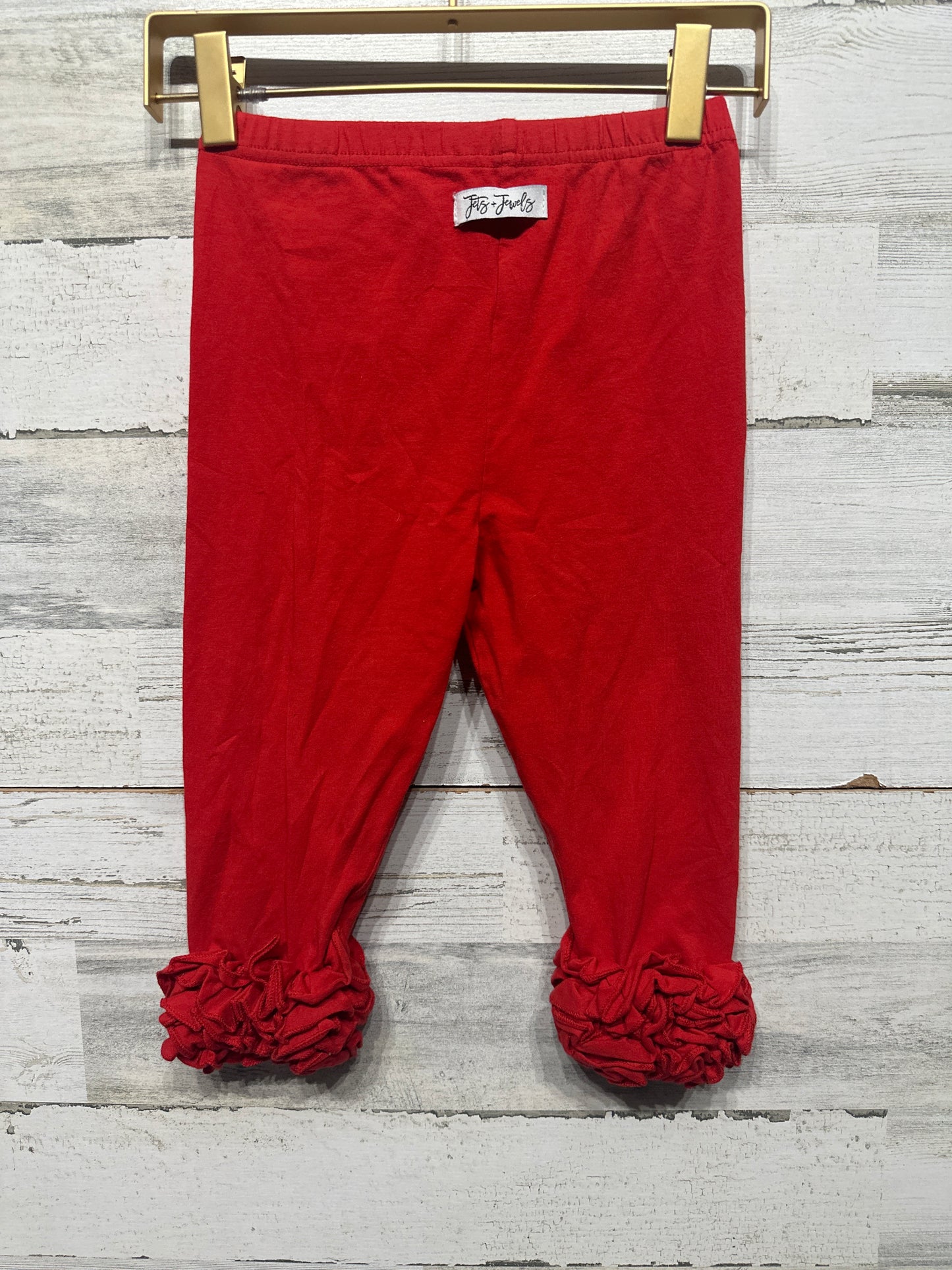 Girls Size 8 Jet + Jewels Red Ruffle Capri Pants - Good Used Condition