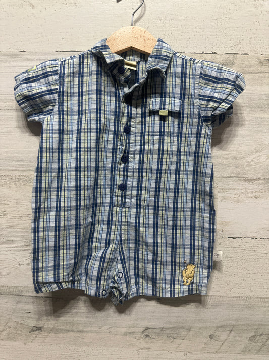 Boys Size 6m Classic Pooh Bear Plaid Romper - Good Used Condition