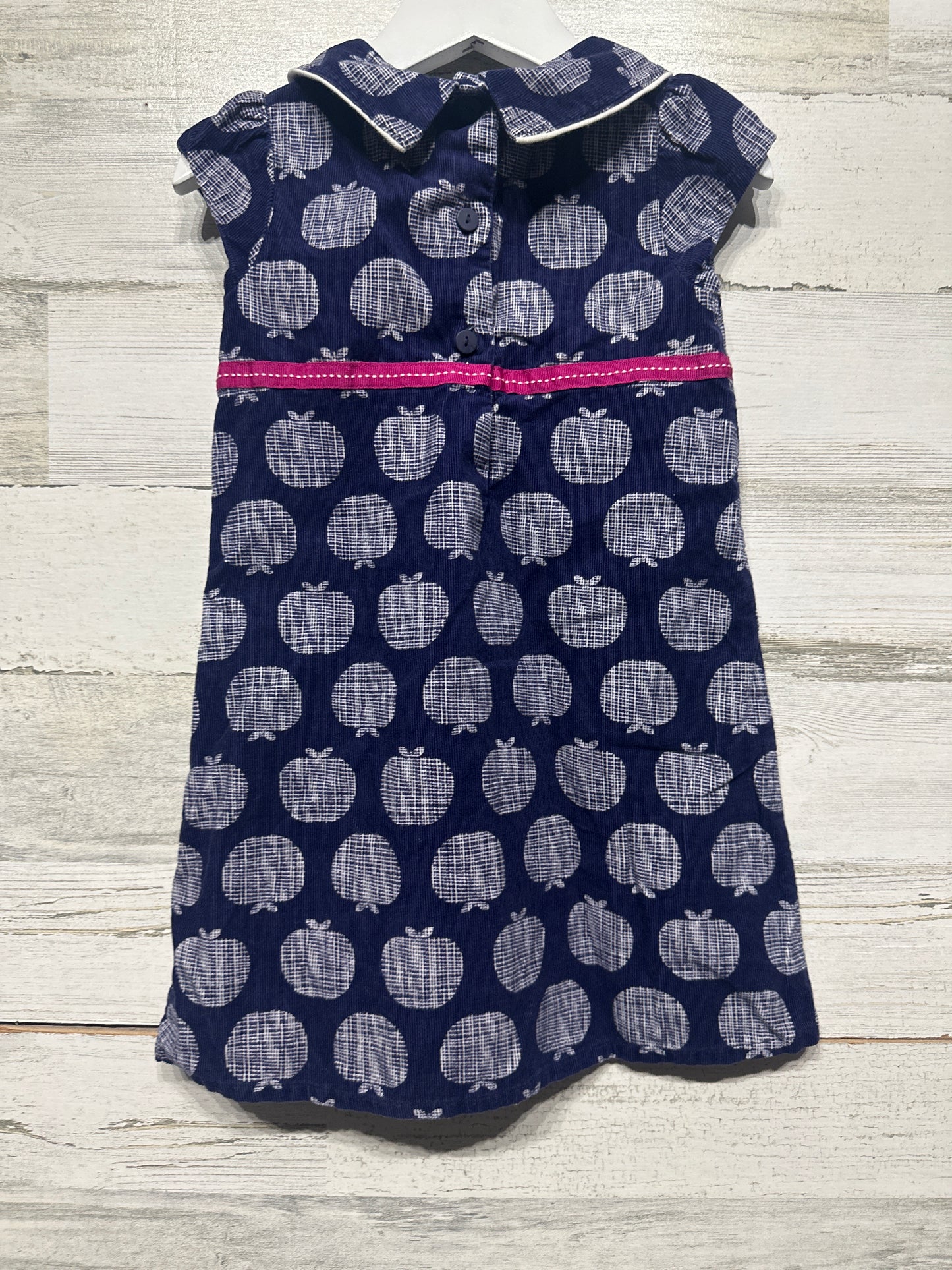 Girls Preowned Size 3t Gymboree Navy Cord Apples Dress - Good Used Condition