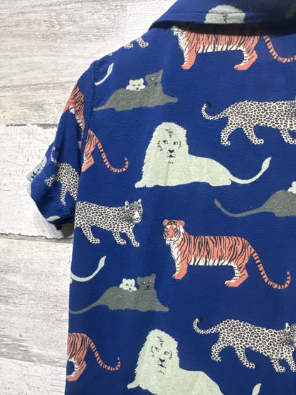 Boys Size 2t Kickee Pants Big Cats Collared Romper  - Very Good Used Condition