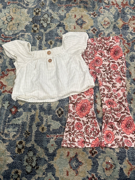 Easy Peasy Girls 2T Top and BTween Floral Pants VGUC