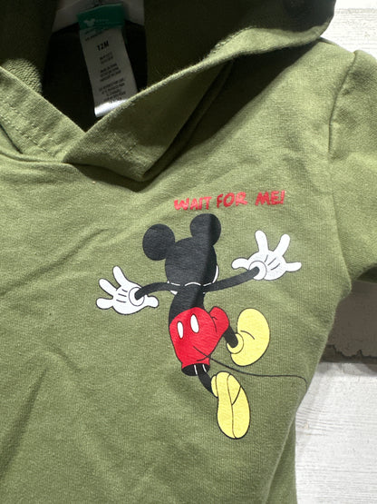 Boys Size 12 months Disney Baby Mickey and Friends Hooded T-Shirt - Very Good Used Condition