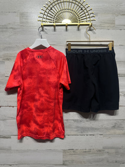Size Youth Medium (10-12) Under Armour Shirt and Black Drifit Shorts - Very Good Used Condition