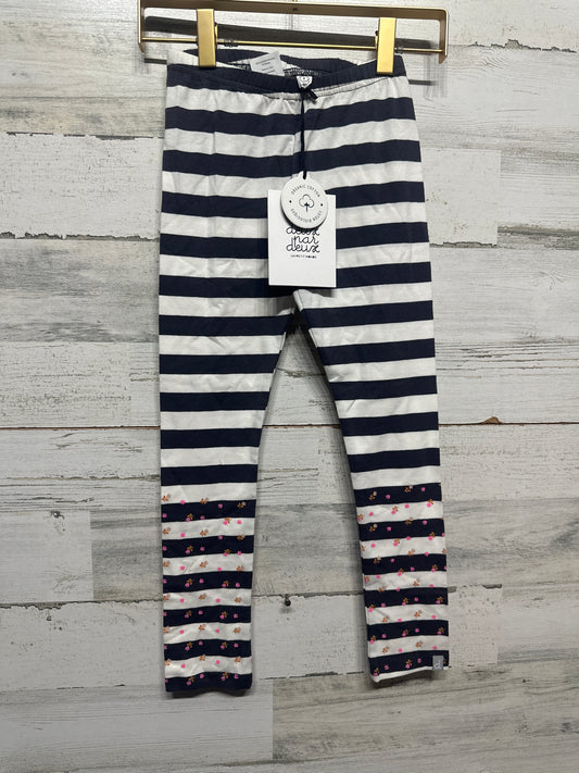 Size 6 Deux Par Deux Organic Cotton Striped Floral Leggings - New With Tags