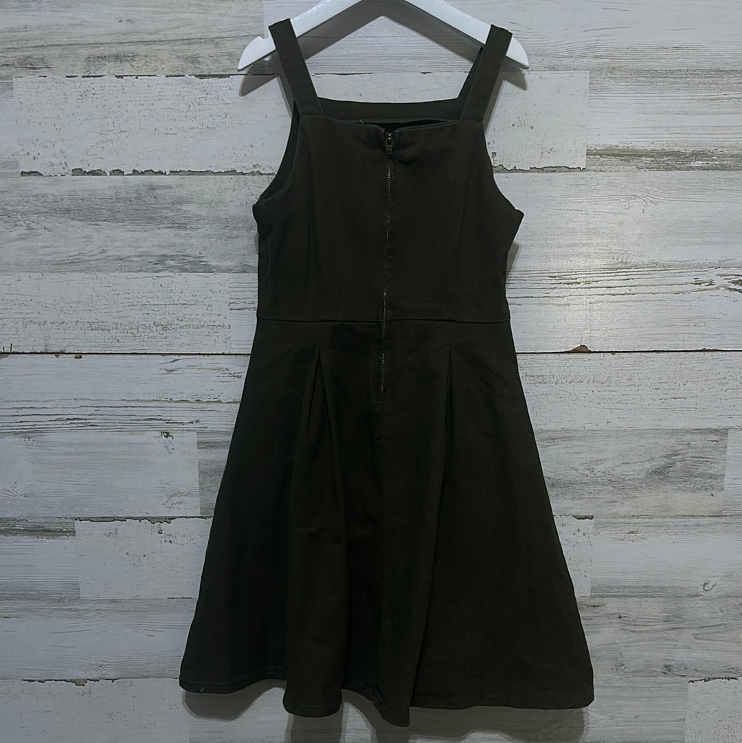 Girls Size Medium (fits like 8) Copper Key olive green dress - good used condition