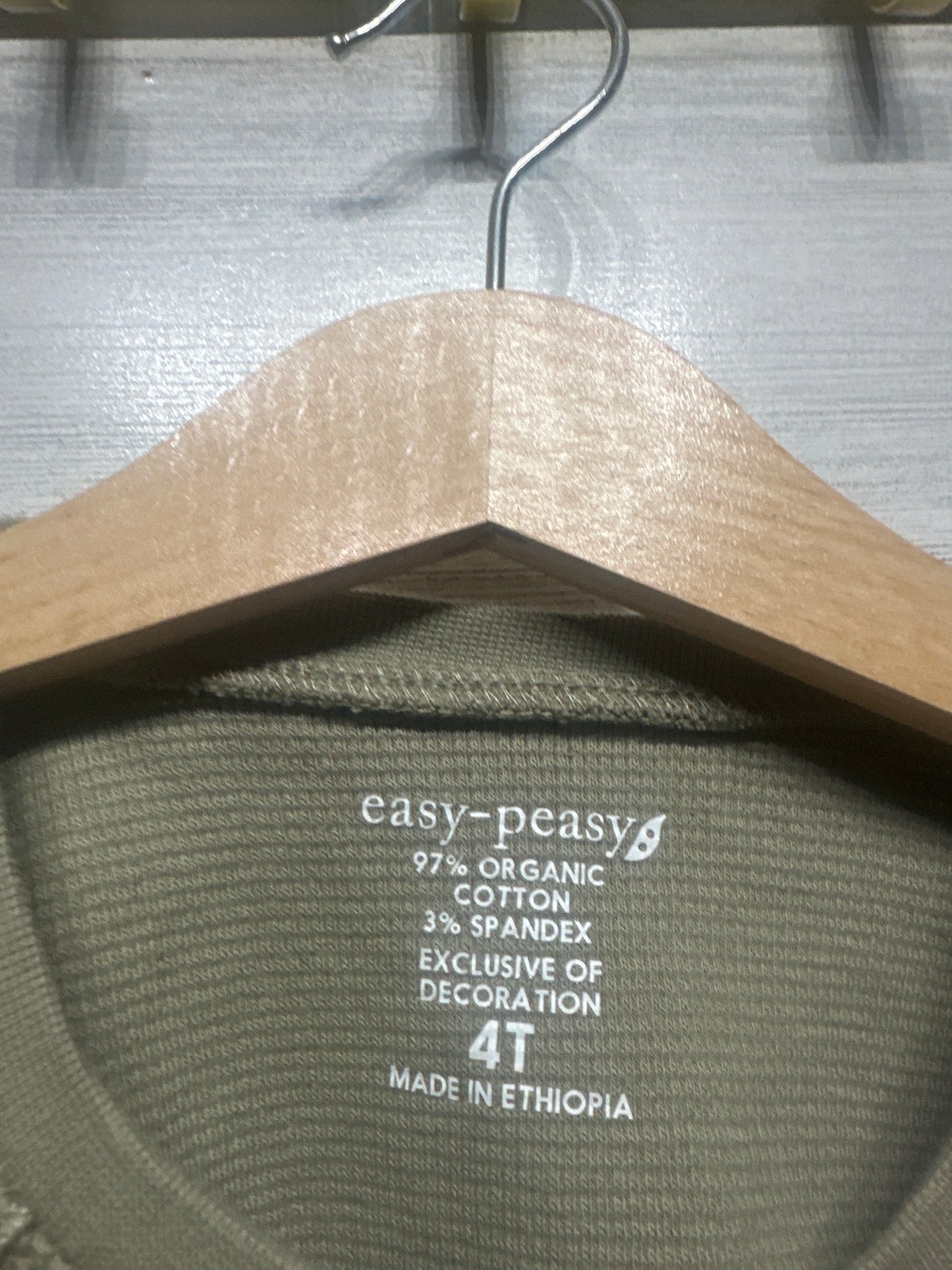 Size 4t Easy Peasy Organic Cotton Blend Thermal Long Sleeve Shirt - Very Good Used Condition