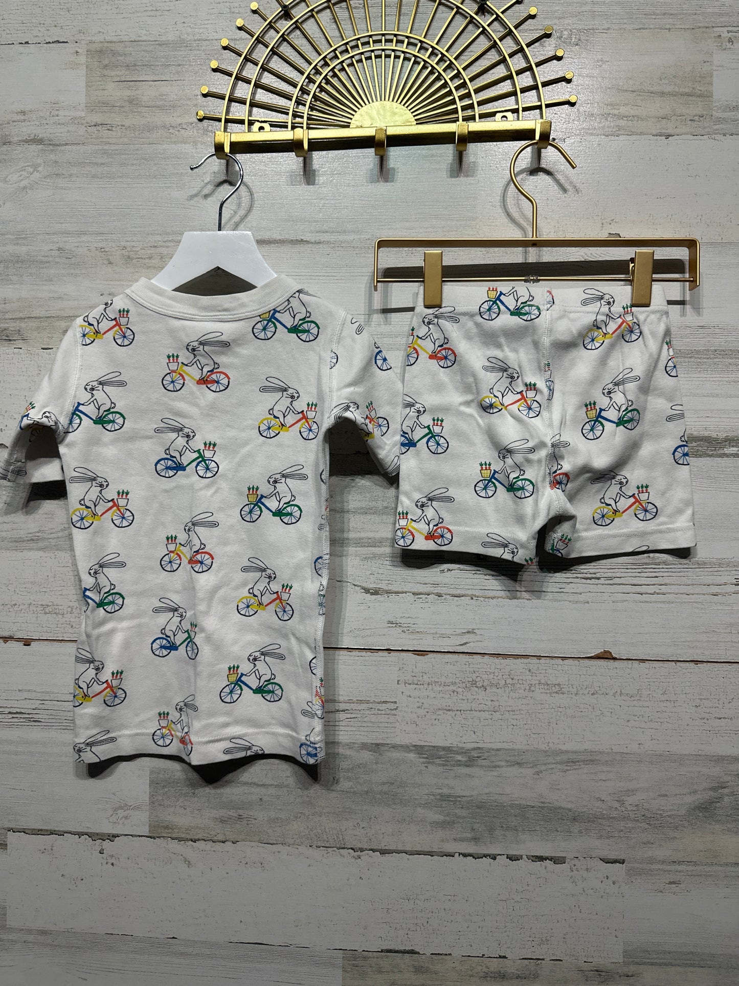 Boys Size 5 (110cm) Hanna Andersson Organic Cotton Bunny Shorts PJ Set - Play Condition**