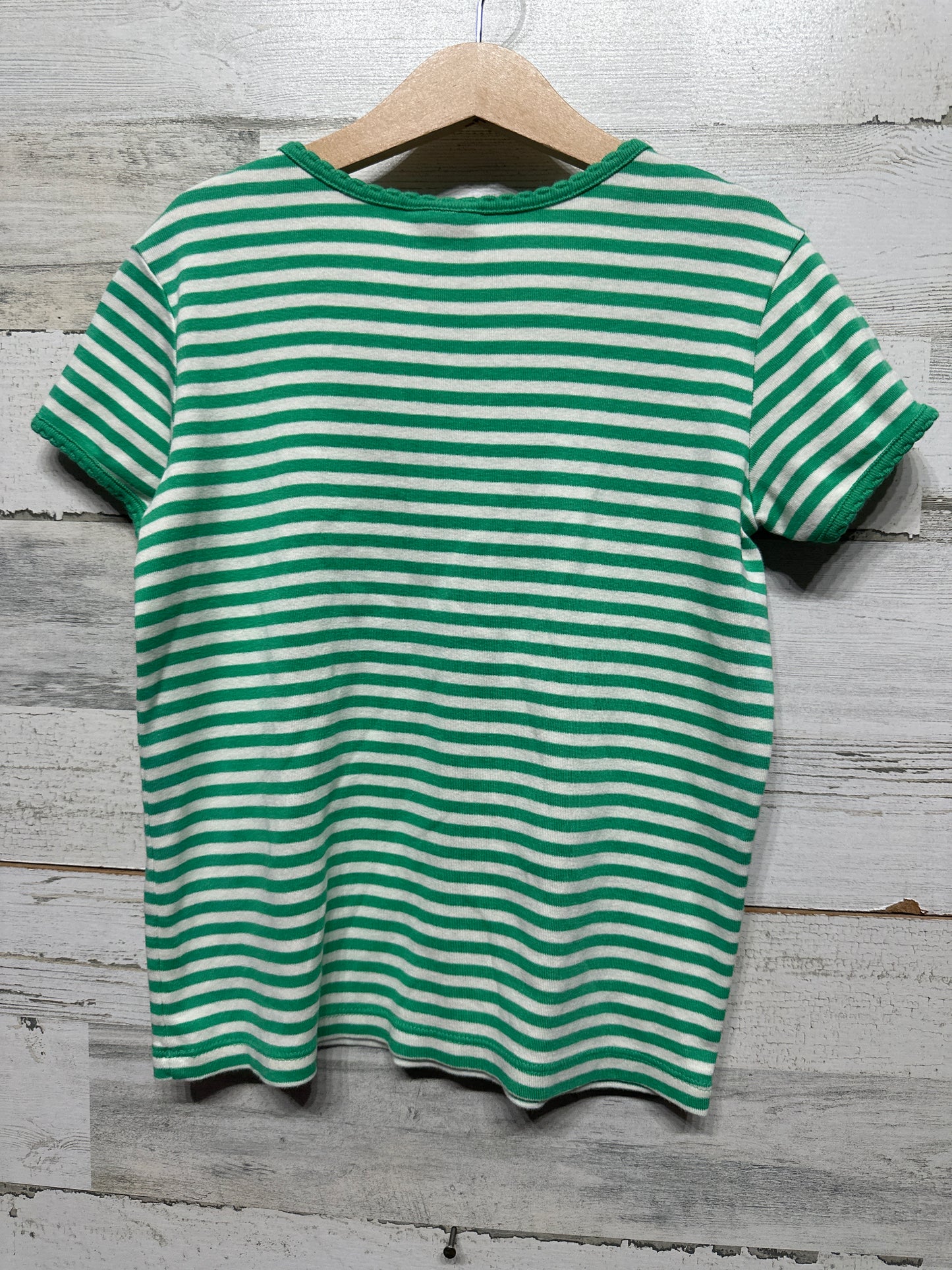 Hanna Andersson Pima Cotton Green Striped Shirt - Girls Size 8 - Very Good Used Condition