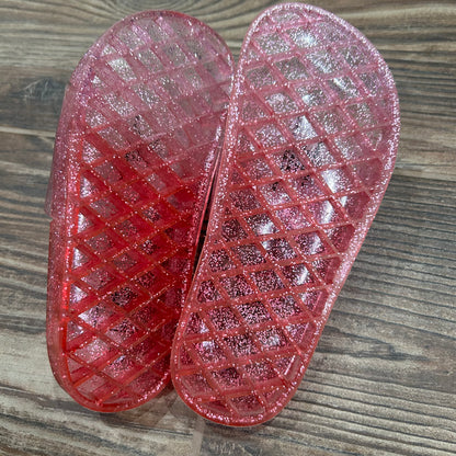 Girls Size 12 (Little Kid) Extremely Me Pink Glitter Slides - Very Good Used Condition