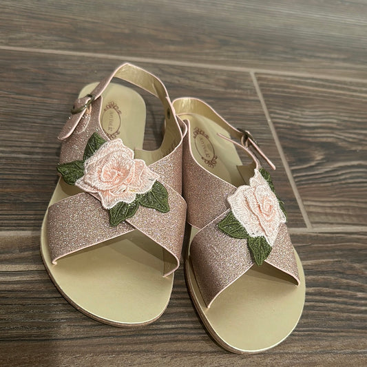 Girls 3 youth Joyfolie sparkle floral appliqué sandals - good used condition
