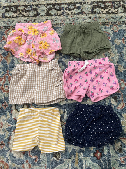 12m Girls Shorts Lot 6 Pieces VGUC
