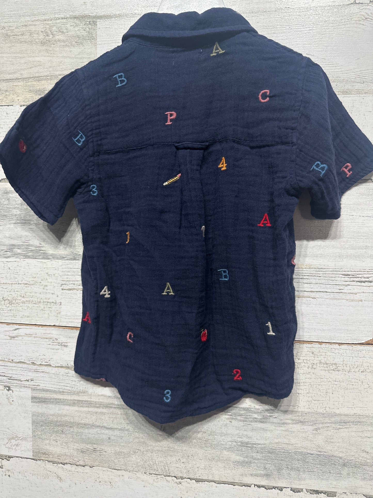 Boys Size 5Y Blue Rooster Alphabet Embroidery Jack Shirt - Very Good Used Condition