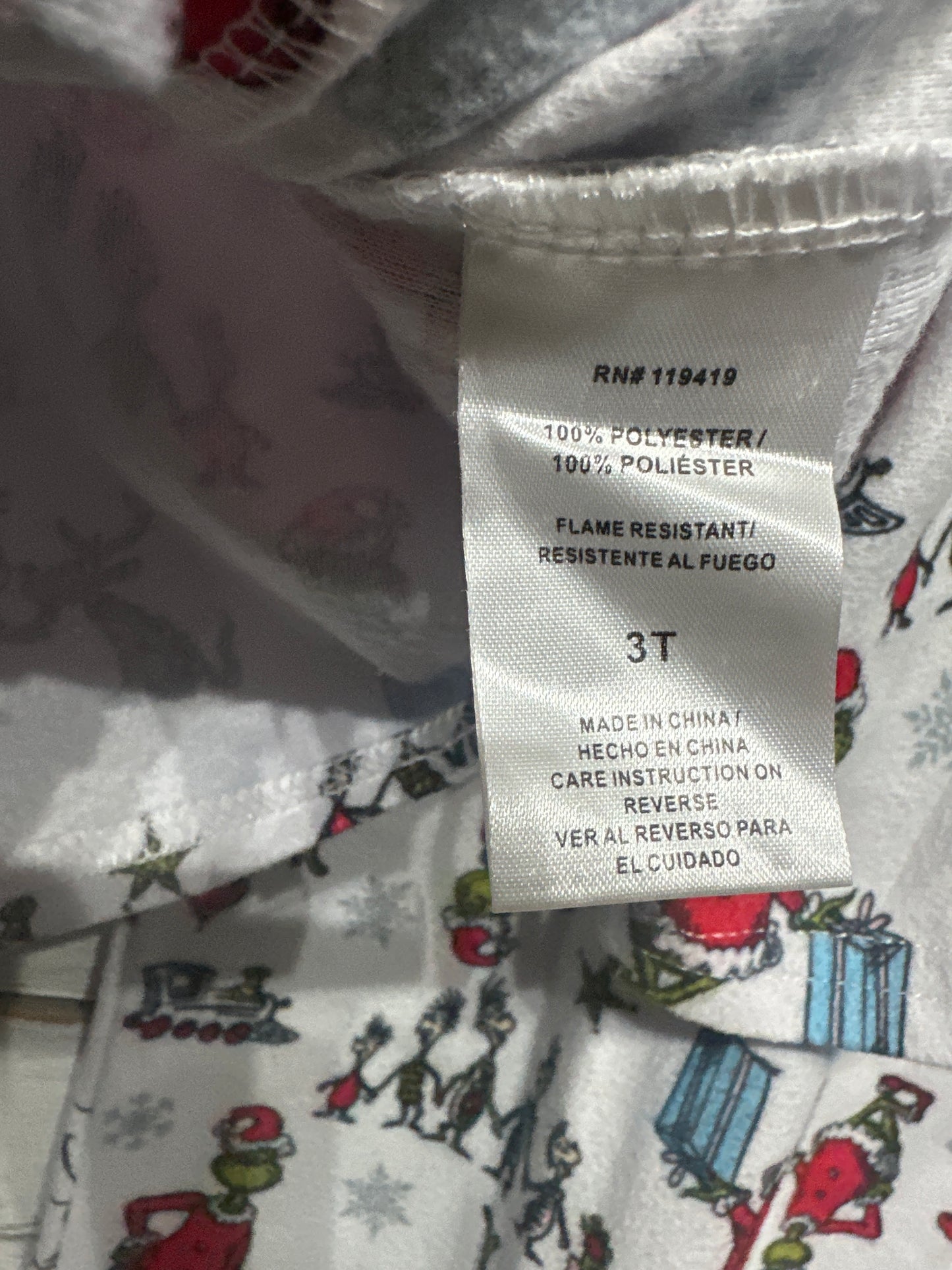 The Grinch Holiday Two Piece Pajama Set Toddler  3T GUC