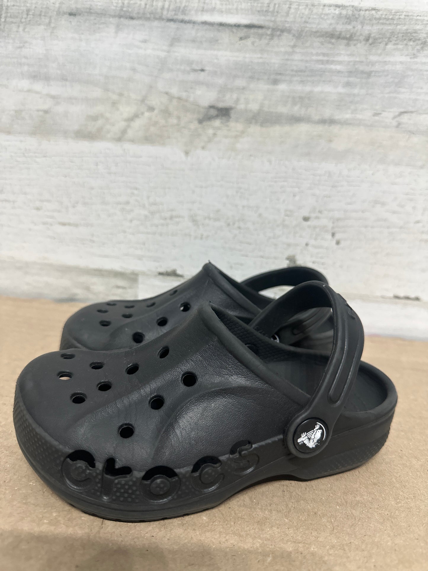 Size 11 (Toddler) Crocs Black Slip On Shoes  - Good Used Condition
