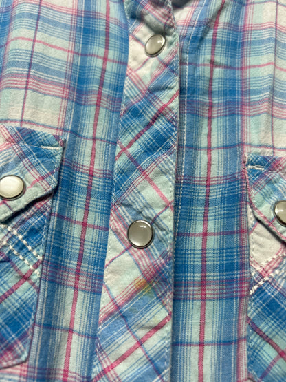 Girls Preowned Size Medium Panhandle Plaid Western Pearl Snap Shirt - Play Condition**