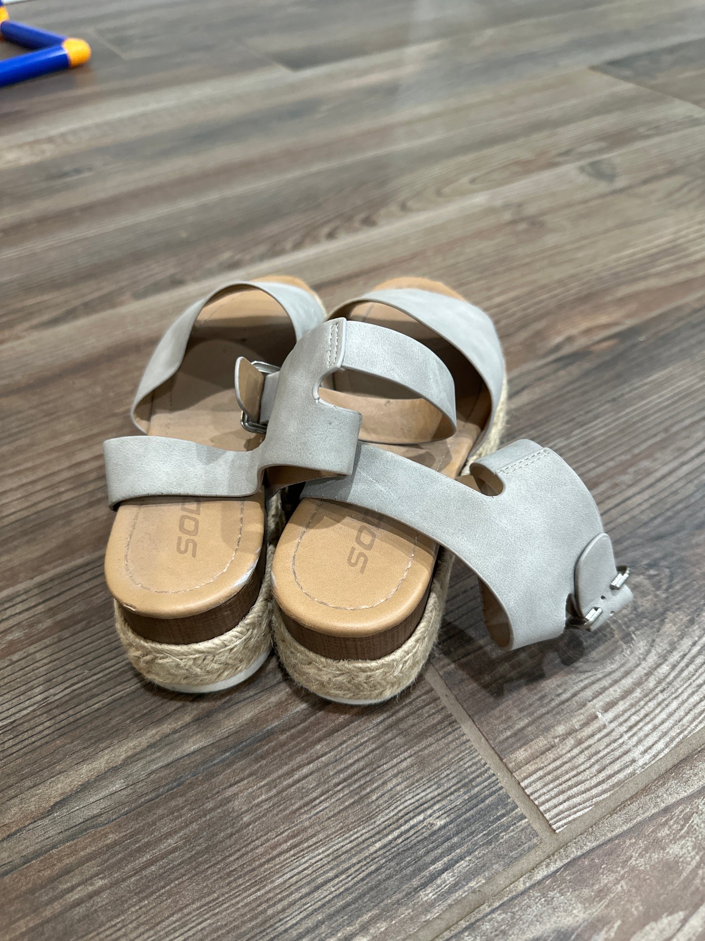 Women’s Size 6.5 Soda Grey Platform Espadrilles Wedge Shoes - Good Used Condition