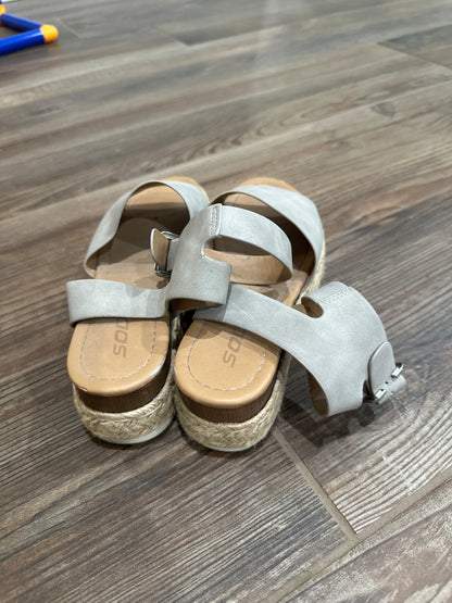 Women’s Size 6.5 Soda Grey Platform Espadrilles Wedge Shoes - Good Used Condition