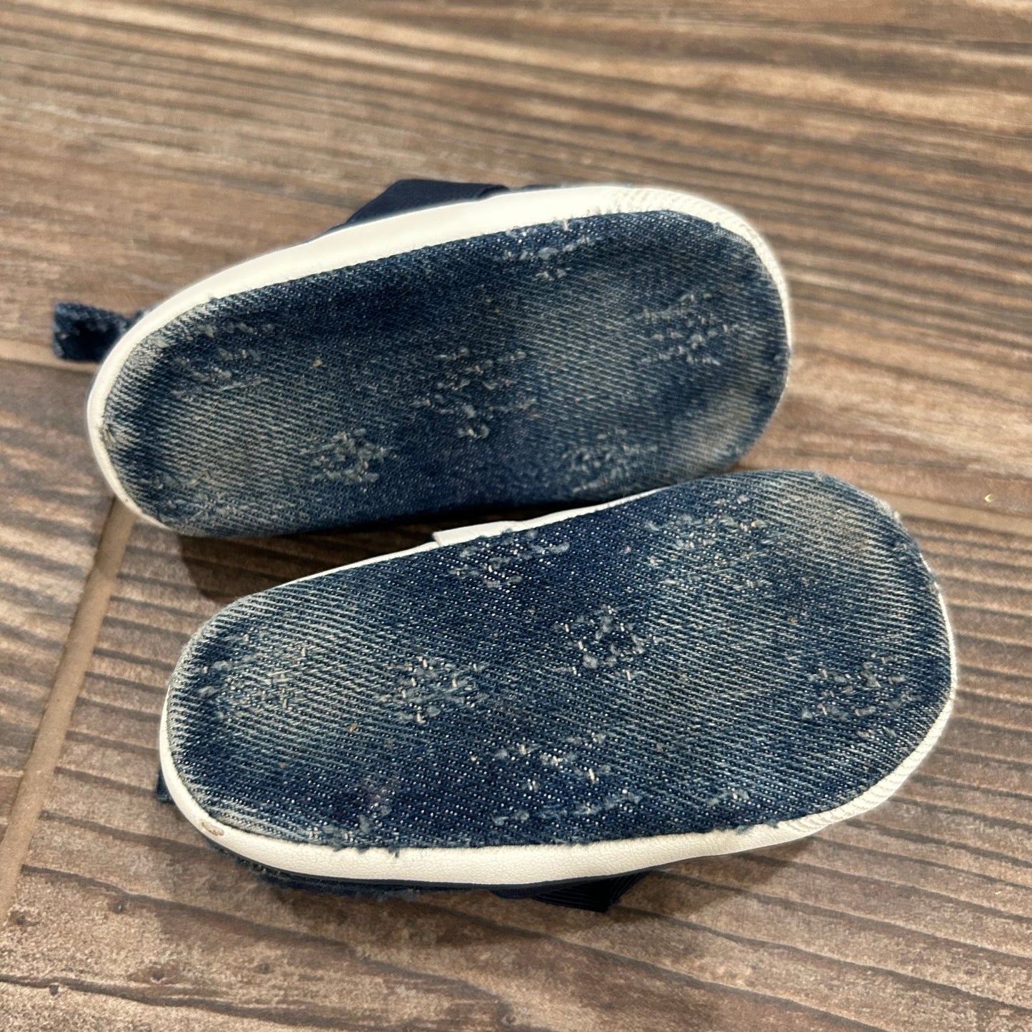 Size 3 (Infant) Distressed Star Denim Slip On Shoes - Good Used Condition