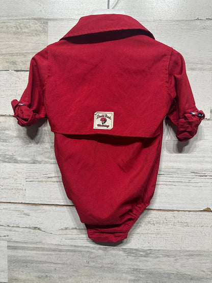 Boys Preowned Size 18m Bull Red Clothing Red Fishing Shirt One Piece Bodysuit - Very Good Used Condition