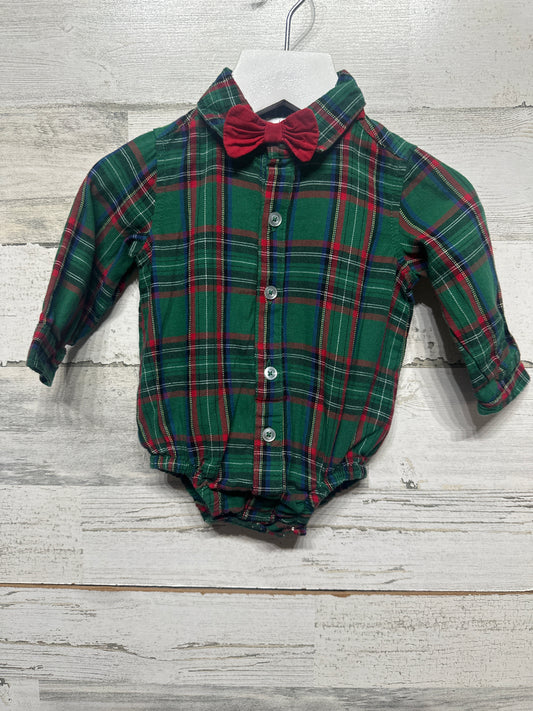 Size 3m Baby Essentials Holiday Plaid Bodysuit With Bowtie - Very Good Used Condition