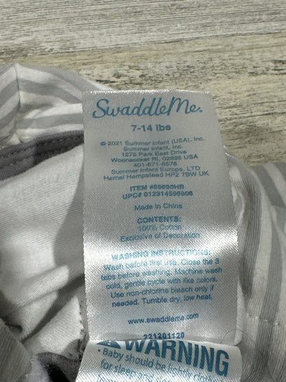 Swaddle Me Grey Striped Velcro Swaddle Blanket - 7-14 lbs - Size Small/Medium - Good Used Condition