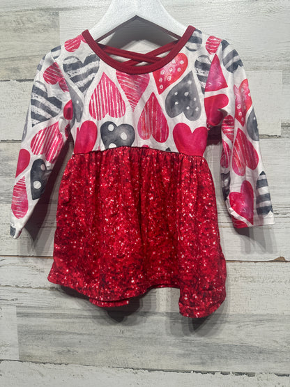 Girls Size 12-18m Heart Dress - Good Used Condition