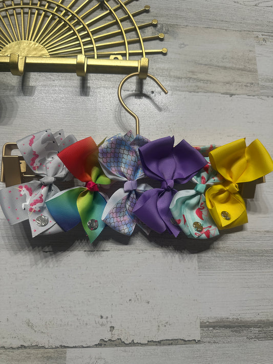 4.5” Lot of Hair Bows on Alligator Clips (Set of 6) - Good Used Condition